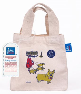 ＜Julia GASH＞★ショッピングバッグ（小）女王陛下とお散歩　ナチュラルハンドル