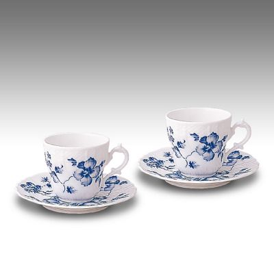 ☆【特別価格】ローズブルー ペアコーヒーカップ＆ソーサーの通販 