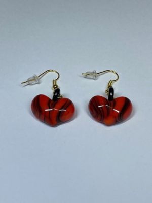 ＜Dellaluna＞★ベネチアンガラスハートピアス（トラ柄）