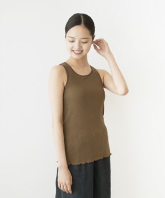 ★カシミヤシルクリブ　バックデザインキャミソール