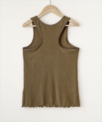 ★カシミヤシルクリブ　バックデザインキャミソール