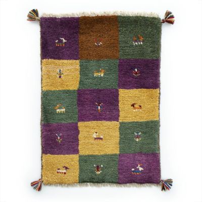 【SALE】三越伊勢丹オンラインストア ペルシャ手織りギャッベ 玄関マットSサイズ[9] (8)MM1365：53×75cm、厚み1.9cm ドアマット【三越伊勢丹/公式】