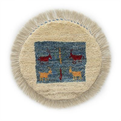 【SALE】三越伊勢丹オンラインストア ペルシャ手織りギャッベ 丸形[6] (1)MSR12321：直径41cm、厚み1.5cm ドアマット【三越伊勢丹/公式】