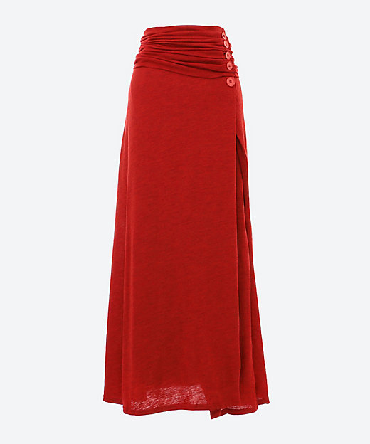 ＜三越伊勢丹/公式＞ MELANGE FRONT FOLD SKIRT RED ロングスカート