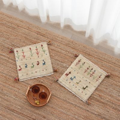 ★ペルシャ手織りギャッベ（リーズバフト）チェアサイズ２枚セット　２