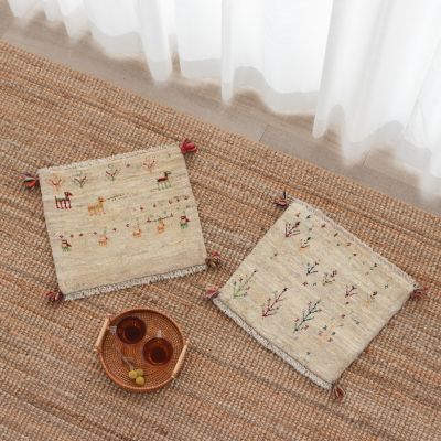 ★ペルシャ手織りギャッベ（リーズバフト）チェアサイズ２枚セット　２