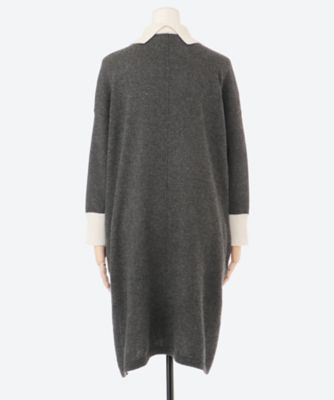★【立川広告掲載品】カシミヤ衿付き配色ワンピース（クローバー）