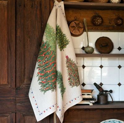 ＜Tessitura Toscana Telerie＞★クリスマスリネンキッチンクロスセット　フェアリーツリーズ