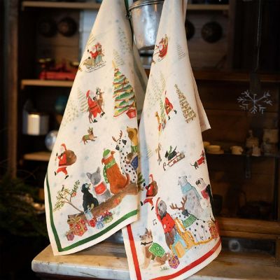 ＜Tessitura Toscana Telerie＞★クリスマスリネンキッチンクロスセット　ジングルウーフ