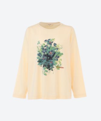 ＜super hakka feuille (Women/大きいサイズ)＞シルケット天竺アンティークフラワープリント＋ロゴ刺繍ロングスリーブＴシャツ