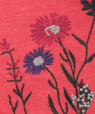 シーナリーフラワー刺繍裏毛ワンピース