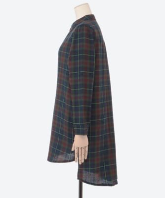 ★格子柄ロング丈ブラウス（クローバー）