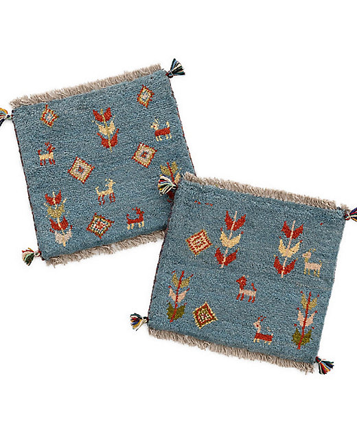 ☆ペルシャ絨毯 手織りギャッベ チェアサイズ２枚セット ８ | 三越