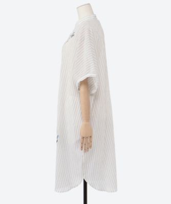 ＳＵＰＥＲ　ＨＡＫＫＡ×えんどうゆりこ「つながる呼吸」刺繍コットンシャーリングシャツワンピース