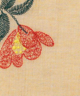 ブラウス シャツ 綿麻シャンブレー　フラックスデフルール刺繍シャツブラウス レディース 綿麻シャンブレー フラックスデフルール刺繍シャツブラウス
