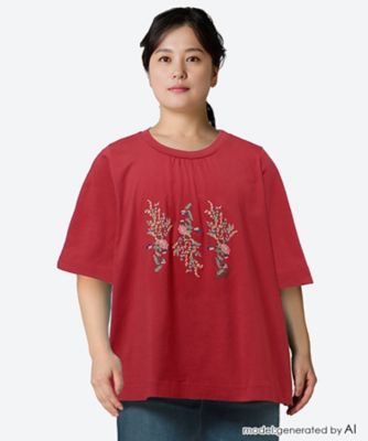 ＜super hakka feuille (Women/大きいサイズ)＞スワッグ刺繍Ｔシャツ