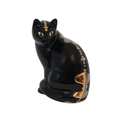＜三越伊勢丹/公式＞ Emaux de Longwy/エモー・ドゥ・ロンウィ 黒ネコ 置物 ブラック 花瓶【三越伊勢丹/公式】