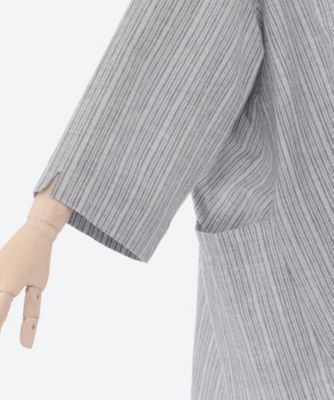 45R インディゴ染めチュニック ☆先染めストライプチュニック プラスサイズ | INDIGO(Women