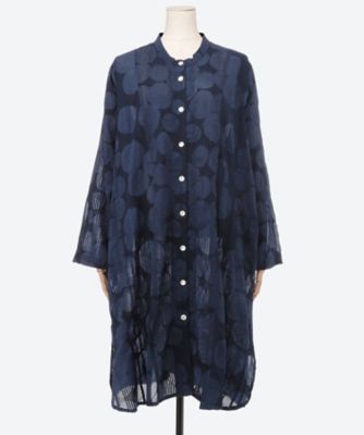 ☆ドットプリントリップル加工シャツワンピース プラスサイズ | INDIGO(Women/大きいサイズ)/インディゴ |  三越伊勢丹オンラインストア・通販【公式】