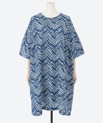 ☆ジグザグ柄プリントワンピース プラスサイズ | INDIGO(Women/大きい 