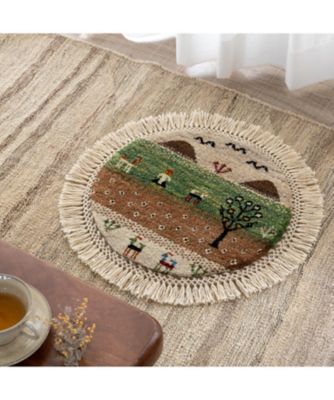 ★ペルシャ手織りギャッベ（リーズバフト）　丸形