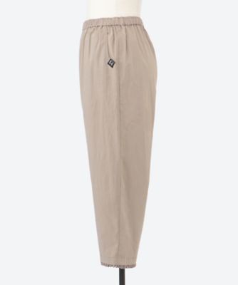 コットンワッシャーストレッチ裾レーステーパードパンツ（タック