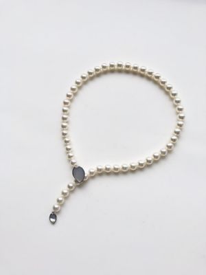 ★【受注商品】越物ナチュラルホワイト　ネックレス＆イヤリング　２点セット