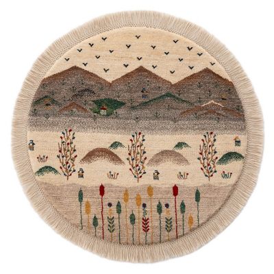 【SALE】三越伊勢丹オンラインストア ペルシャ手織りギャッベ(リーズバフト) 丸形Lサイズ (2)G1291 ラグ【三越伊勢丹/公式】