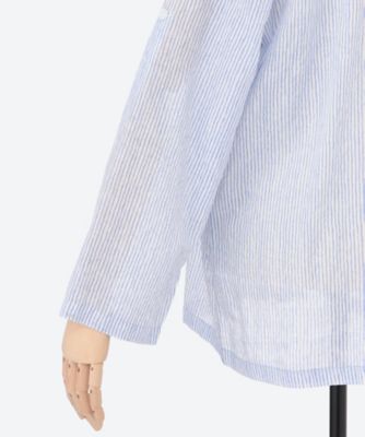 ★ストライプ飾りボタン付きブラウス