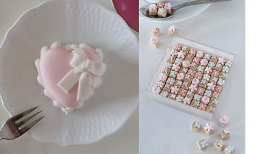 ＜Sweet Art＞★ハートケーキ（ピンク）＆シュガーキューブセット