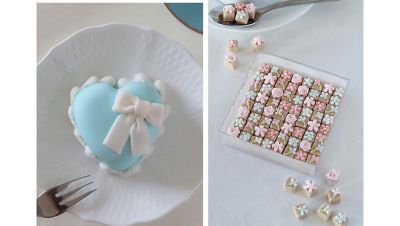 ＜Sweet Art＞★ハートケーキ（ブルー）＆シュガーキューブセット