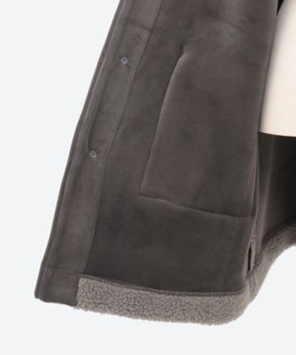 ループボアネコビーズブローチ付きノーカラーコート 46110244