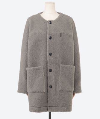 ループボアネコビーズブローチ付きノーカラーコート 46110244