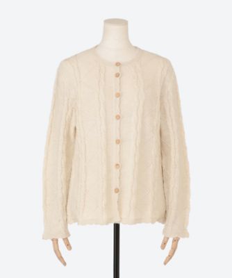 【SALE】アルパカハウス(Women/大きいサイズ)/アルパカハウス アルパカケーブル編み柄カーディガン(クローバー) シロ トップス【三越伊勢丹/公式】