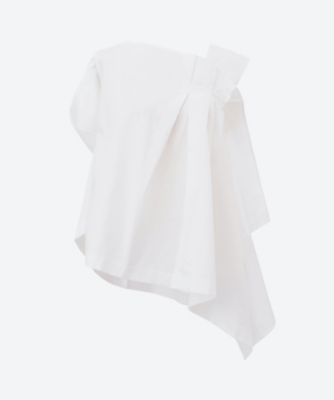 SHANSHAN RUAN (Women)/シャンシャンルアン カットソートップス　Ａｓｙｍｍｅｔｒｉｃ　ｃｏｔｔｏｎ　ｐｌｅａｔｅｄ　ｔｏｐ　Ｔ１４５Ｃ３