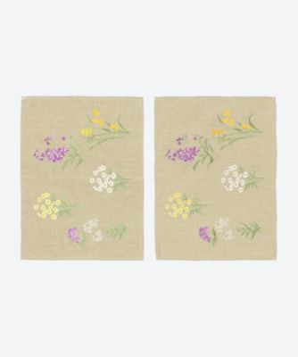＜French Country＞★花の刺繍　ランチョンマット２枚セット