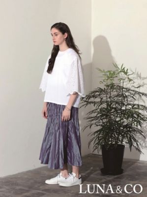 袖スカラップ刺繍レース使いカットソー