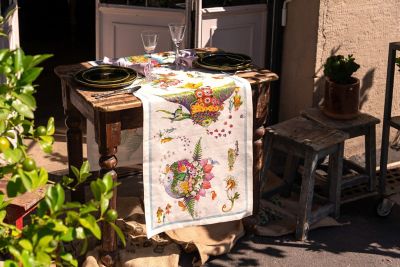 ＜Tessitura Toscana Telerie＞★リネンテーブルランナー　ペッシフローラ