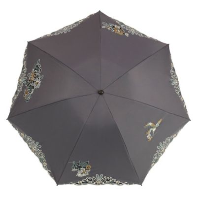 【プレゼント付】花鳥オーガンジーカットワーク刺繍ミニ折りたたみ日傘