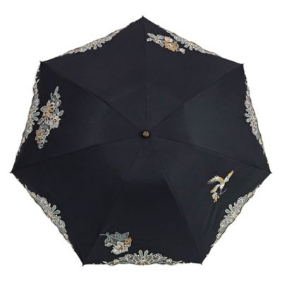 【プレゼント付】花鳥オーガンジーカットワーク刺繍ミニ折りたたみ日傘