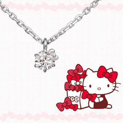 ★【受注生産】サンリオキャラクターズＨｅｌｌｏＫｉｔｔｙのリボンネックレスプラチナ