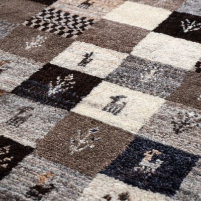 ★ペルシャ手織りリーズバフトギャッベ　玄関マットＭサイズ　６