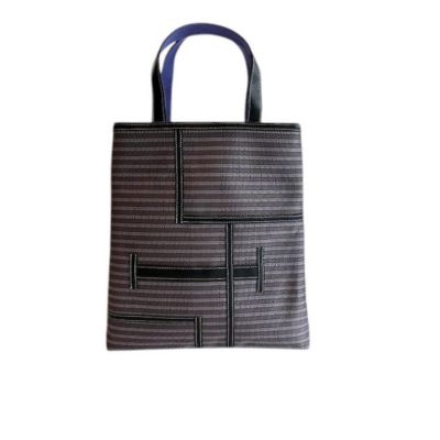 ★【産直】トートバッグ　茶×紫　鎧紋様