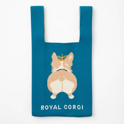 ☆ニットトートバッグ・英国ロイヤルコーギー（BLUE） | jubilee