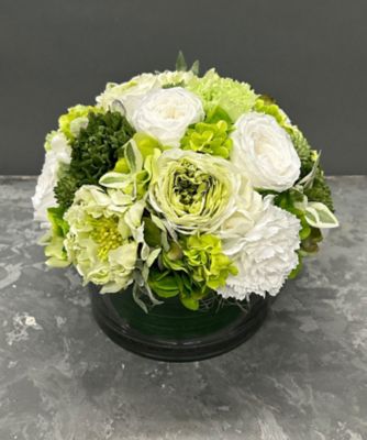 グリーン＊ホワイト＊イエローの爽やかアーティフィシャルフラワー 造花 花束 通販 花 葉っぱ アーティフィシャルフラワー アーティ