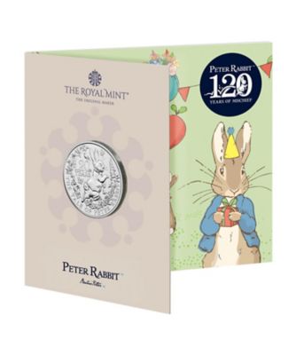 英国ロイヤルミント　ピーターラビット銀貨 ☆ピーターラビット公式出版120周年記念5ポンド白銅貨