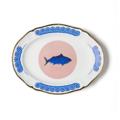 ＜BITOSSI HOME / ビトッシ ホーム＞★ゴールドリムオーバルプレート　Ｐｅｓｃｅ