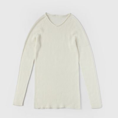 NADELL/ナデル やわらかオーガニックコットン ロールネックリブ編みプルオーバー アイボリー ルームウェア【三越伊勢丹/公式】