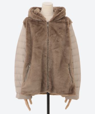 【SALE】noa-ge(Women/大きいサイズ)/ノアジェ エコファー×ダウンジャケット(クローバー) ベージュ コート・ジャケット【三越伊勢丹/公式】