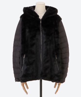 【SALE】noa-ge(Women/大きいサイズ)/ノアジェ エコファー×ダウンジャケット(クローバー) クロ コート・ジャケット【三越伊勢丹/公式】